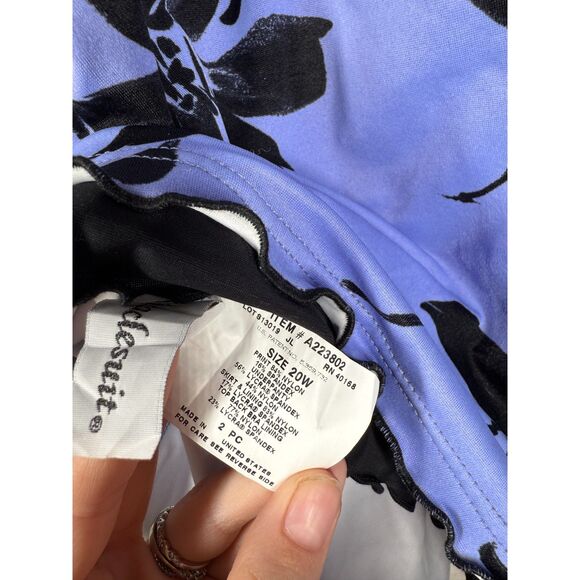 NWT Miraclesuit Womens Blue Black Tankini Top Sz 20W Tummy Control Floral Swim - Picture 8 of 11